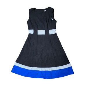 Calvin Klein Women's Black Fit & Flare Dress Sleeveless Color Block Size 6 NWT